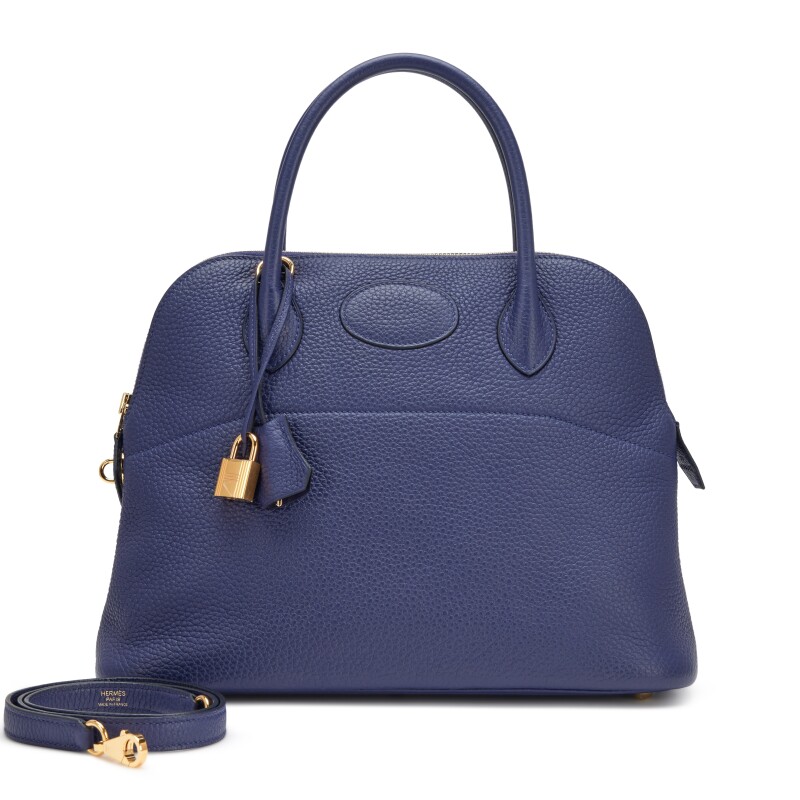 Hermes Bleu Saphir Clemence Bolide 31 Gold Hardware, 2021
