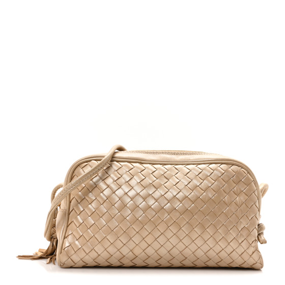 Bottega Veneta Metallic Nappa Intrecciato Mini Crossbody Rose Gold