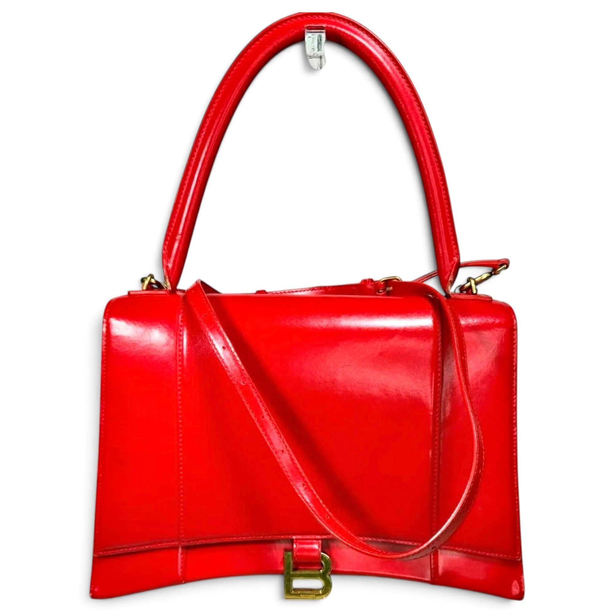 Hourglass leather handbag