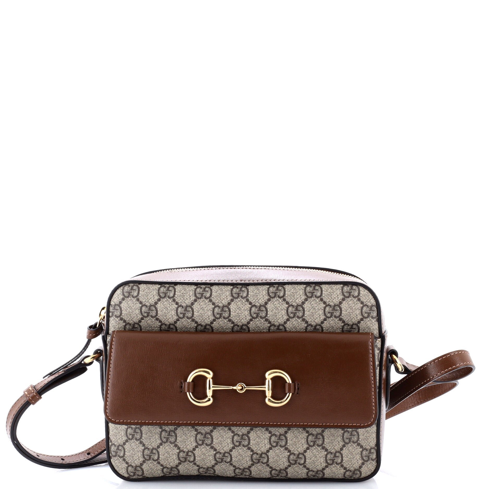 Horsebit 1955 Flap Pocket Camera Bag GG Coated Canvas and Leather Small
