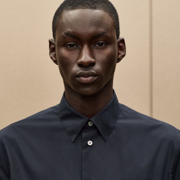 Marine Shirt With Leather Detail
