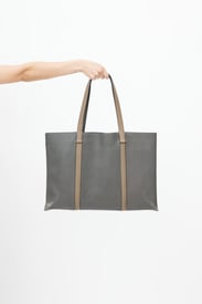Moynat Grey Rectangular Leather Tote Bag