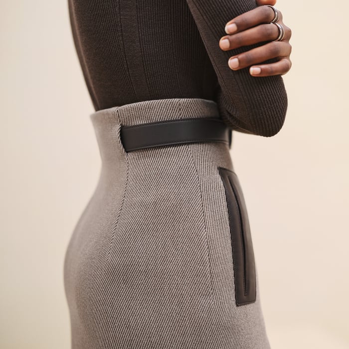 Marron Terre d'Ombre High-waisted Pencil Skirt