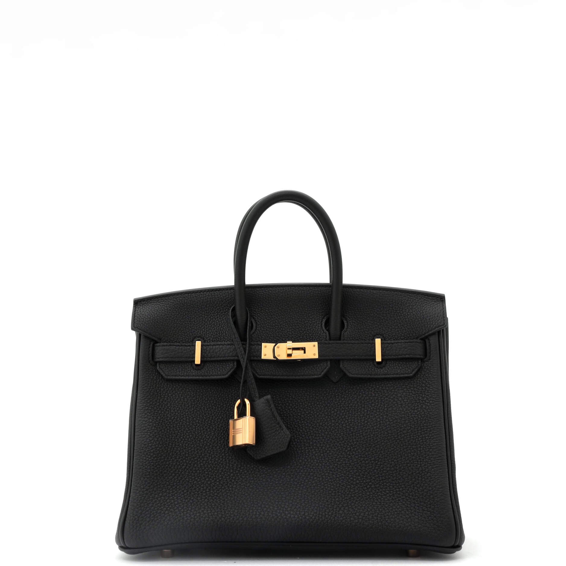 Hermes Birkin Handbag Noir Togo with Rose Gold Hardware 25