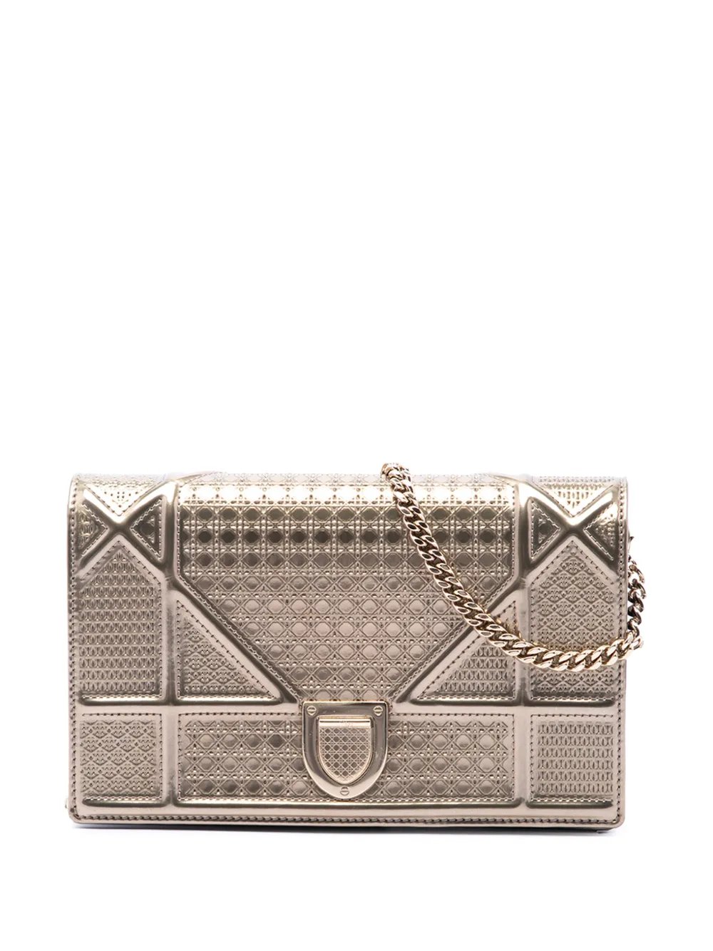 2017 Metallic Patent Microcannage Diorama Wallet on Chain crossbody bag