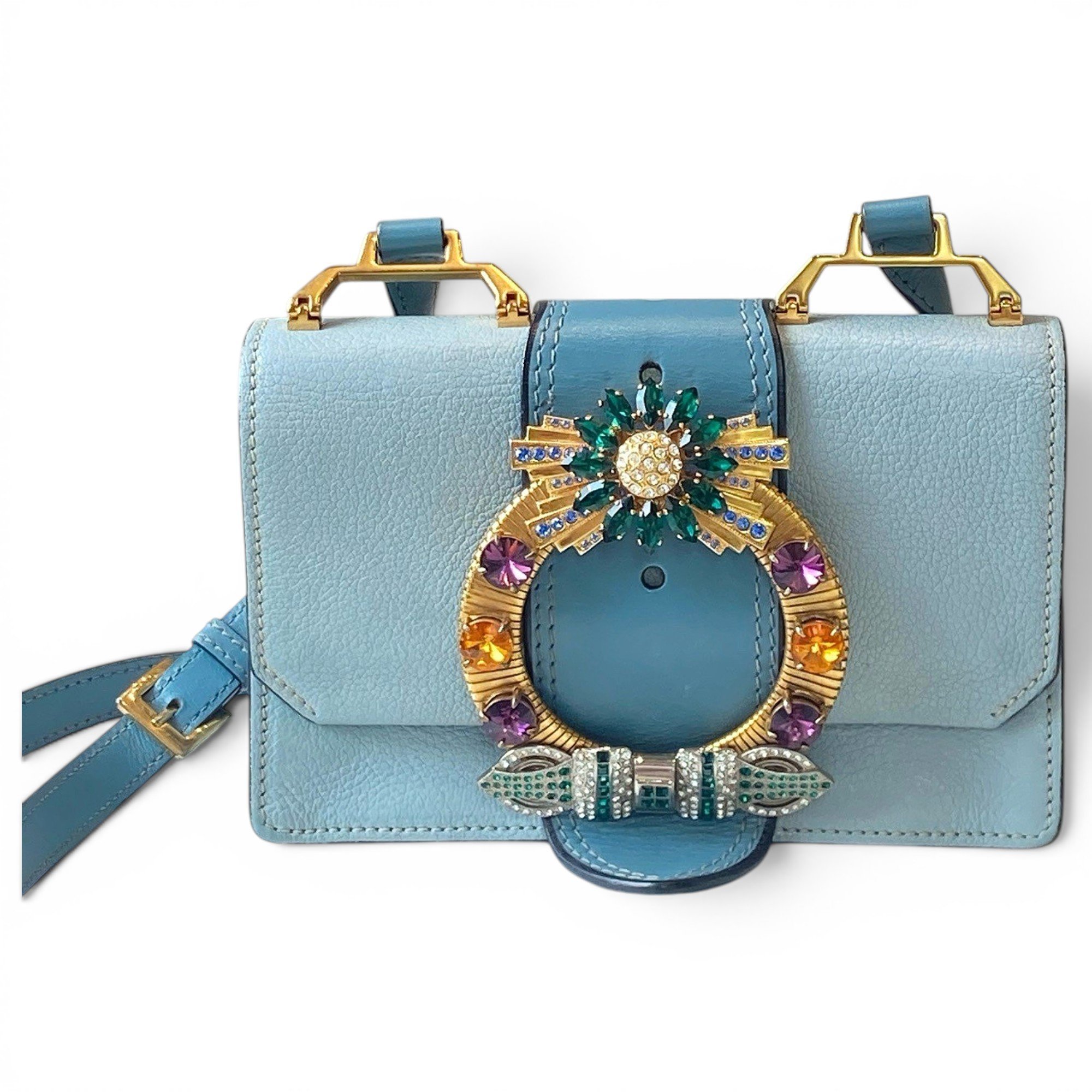 Miu Lady leather crossbody bag