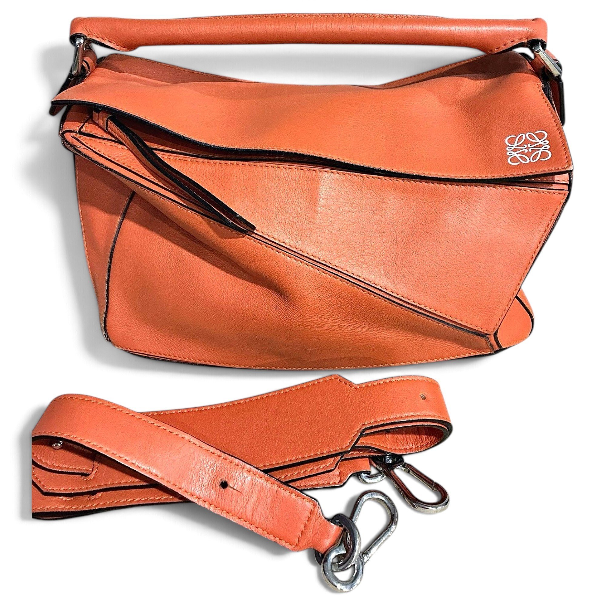Puzzle leather handbag