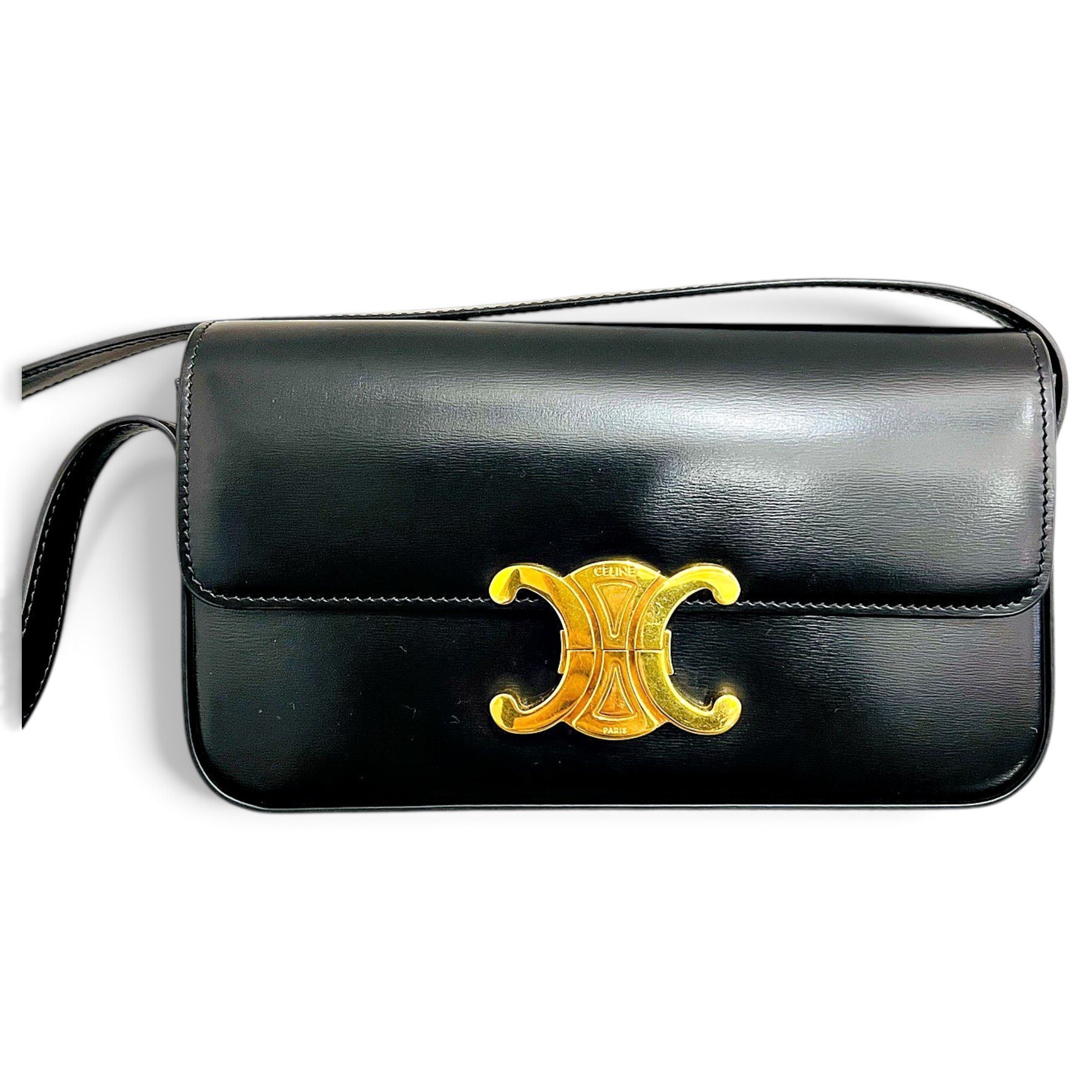 Triomphe chain leather handbag