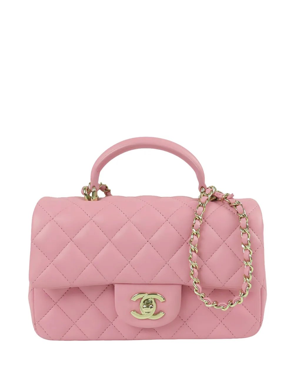 2021-2026 Mini Rectangular Classic Lambskin Top Handle Flap satchel