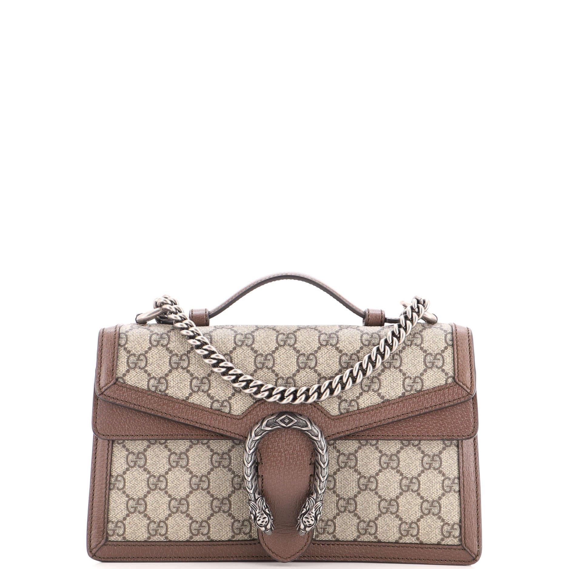 Gucci Dionysus Top Handle Chain Bag GG Coated Canvas Small