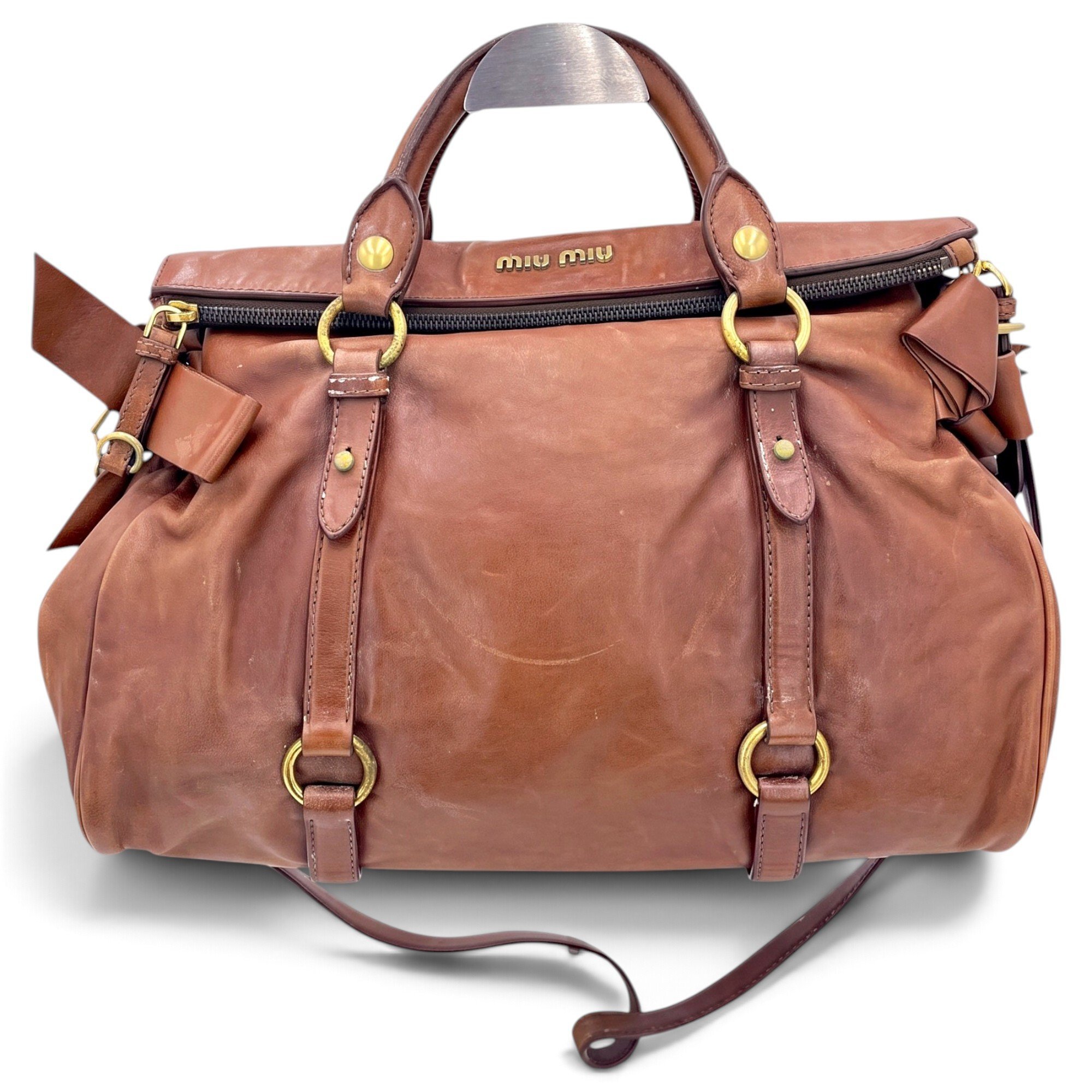 Bow bag leather handbag
