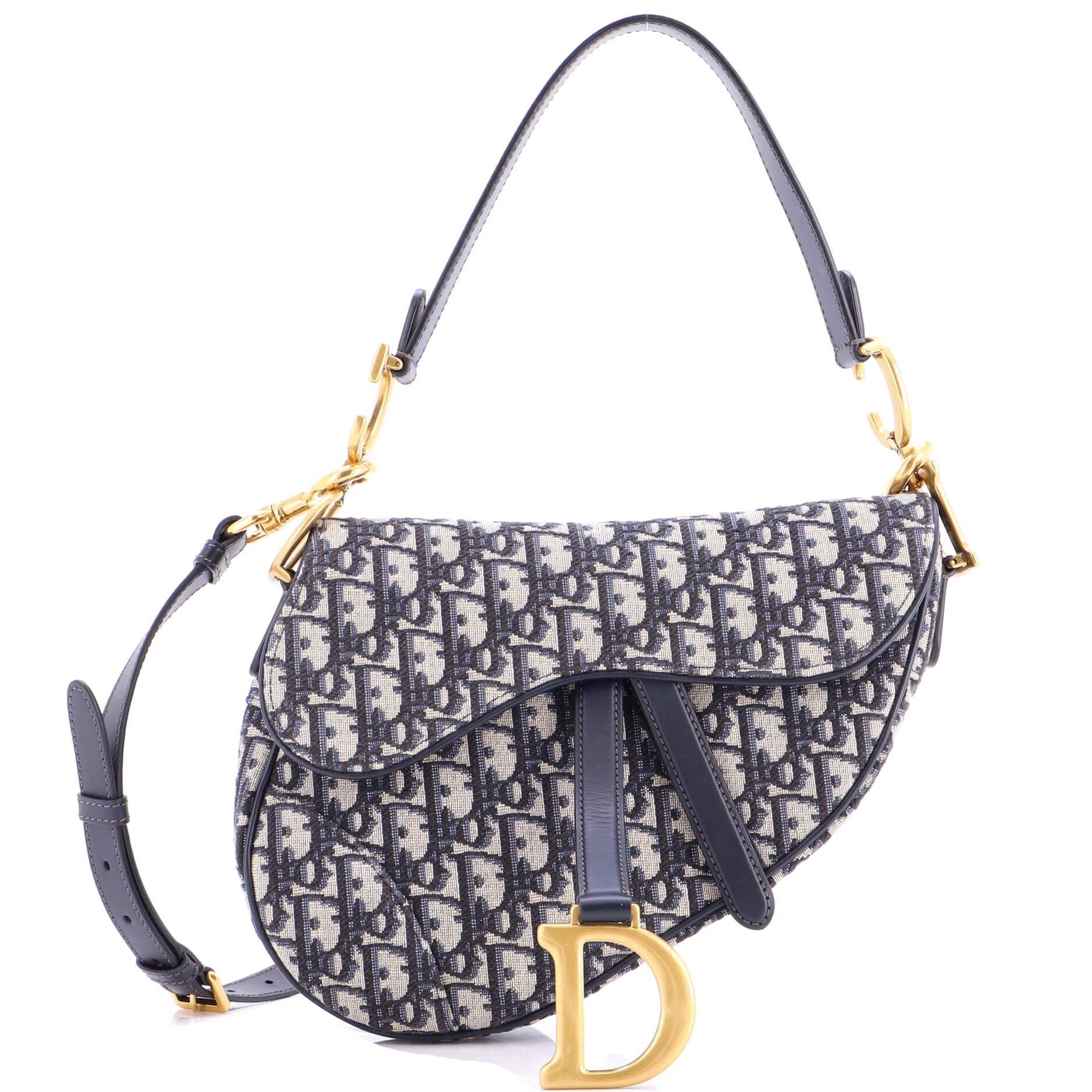 Dior Saddle Handbag with Strap Oblique Canvas Medium