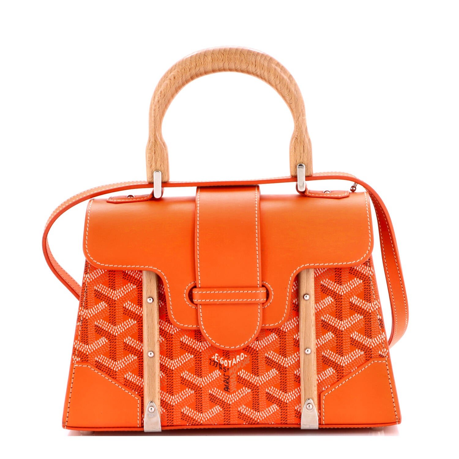 Structured Saigon Top Handle Bag Coated Canvas with Leather Mini