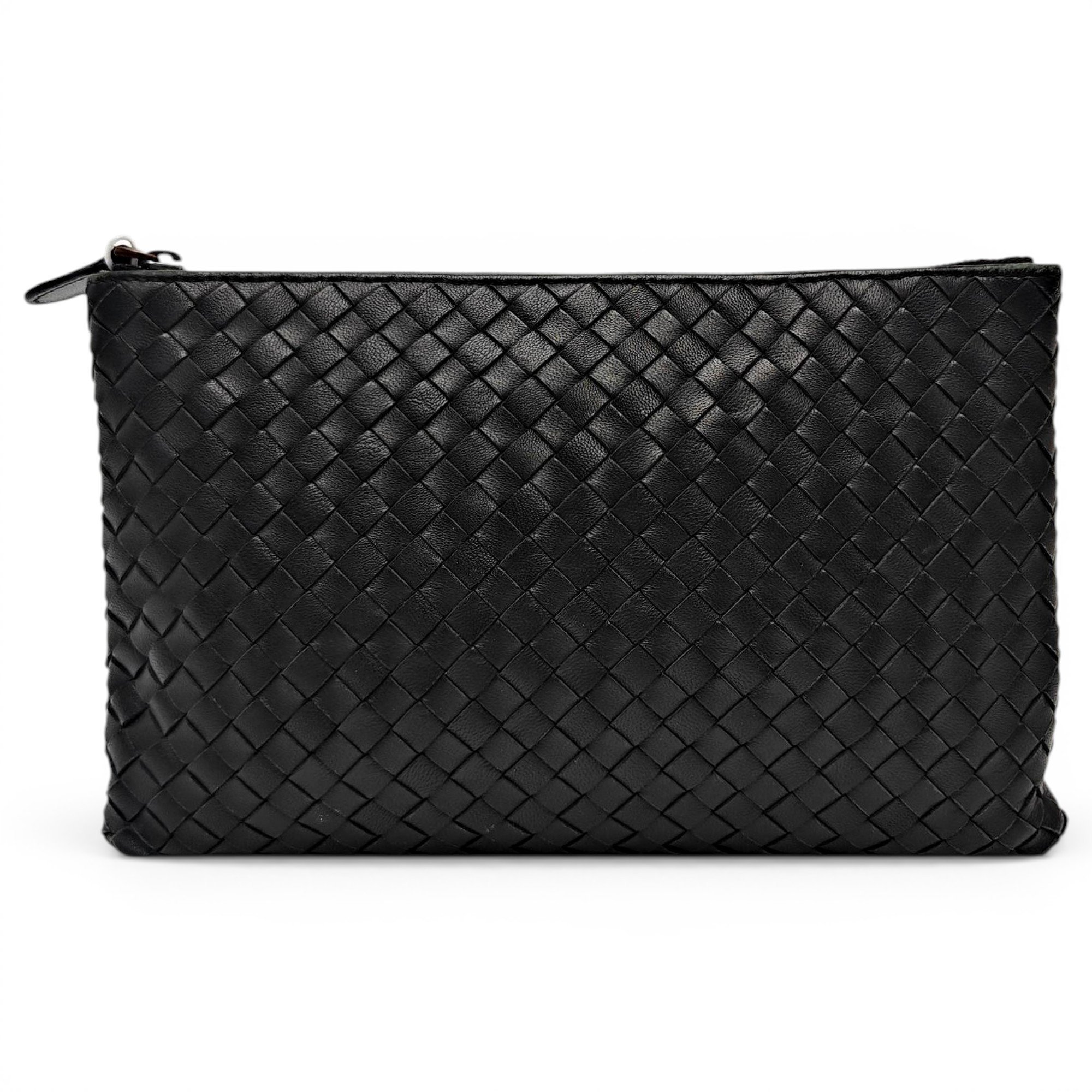 Snap leather clutch bag