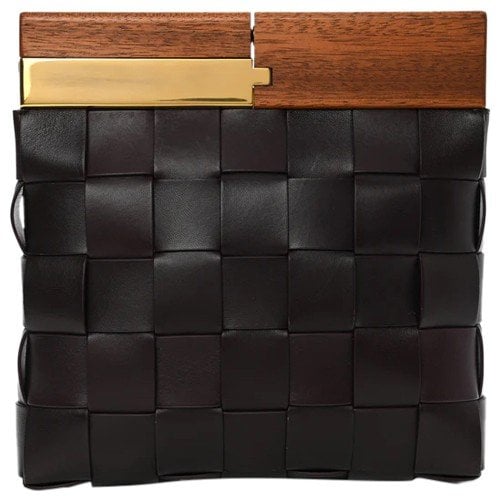 Snap leather clutch bag