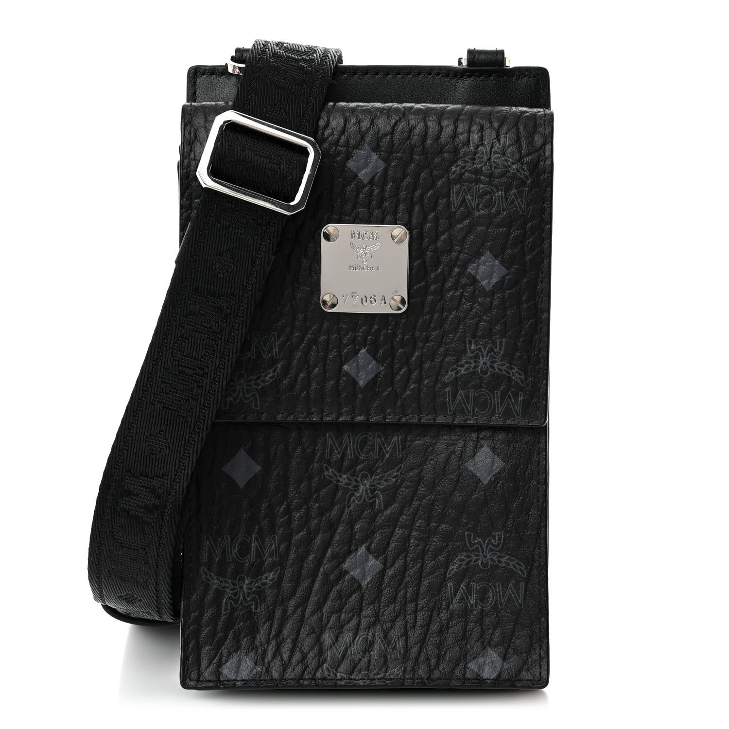 MCM Visetos Geo Phone Case Crossbody Black