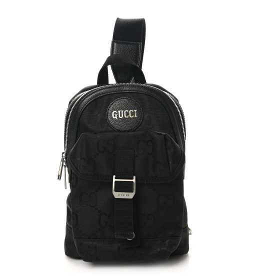 Gucci Econyl Nylon Monogram Off The Grid Sling Backpack Black