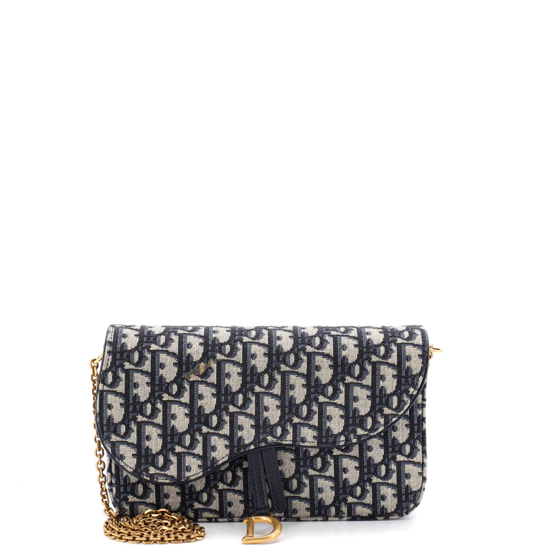 Saddle Chain Clutch Oblique Canvas