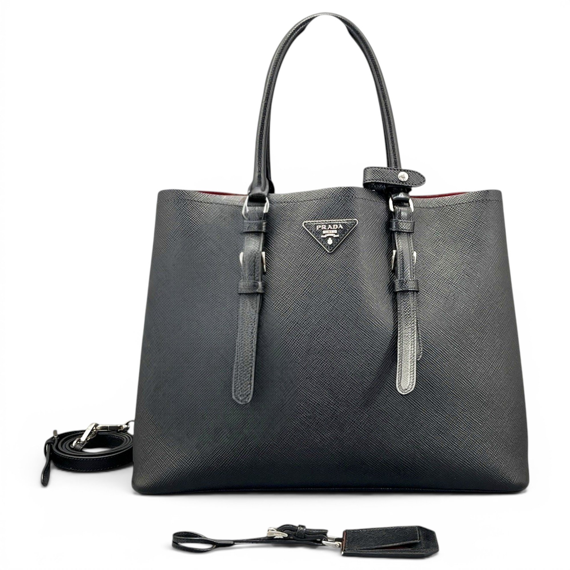 Double leather handbag