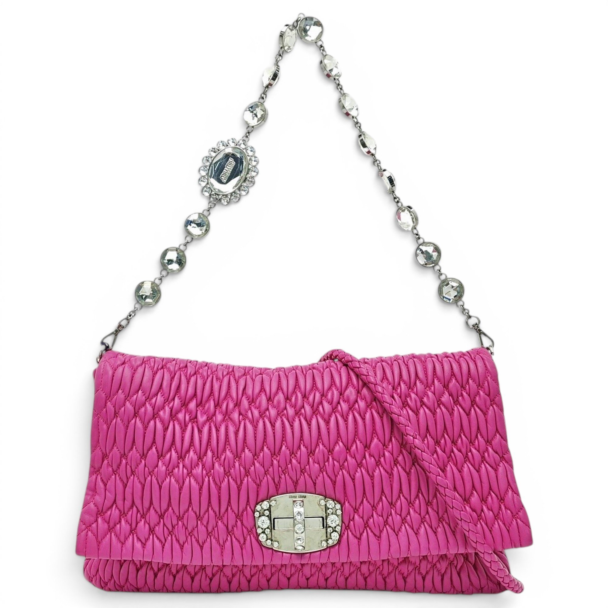 Miu Crystal leather handbag