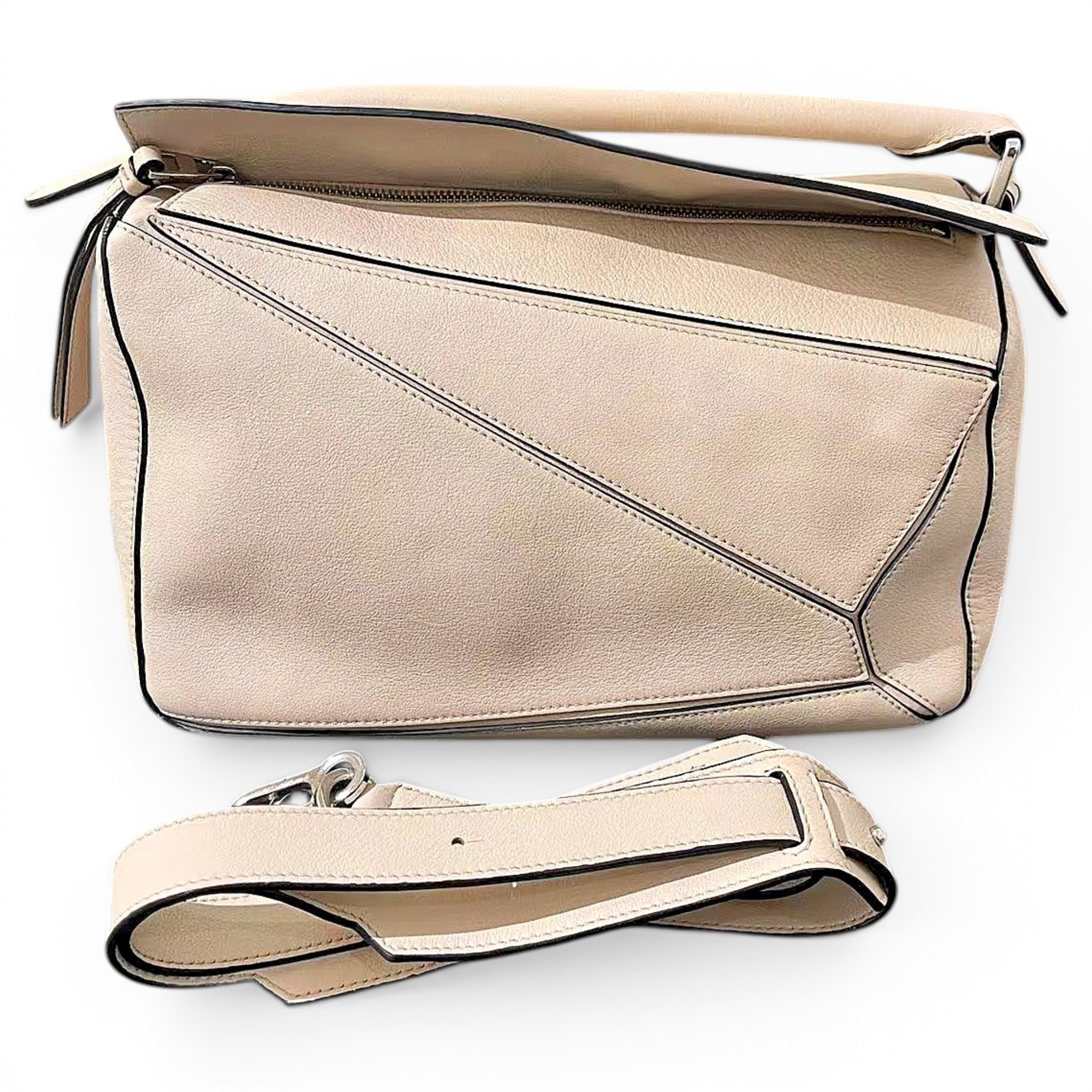 Puzzle leather handbag