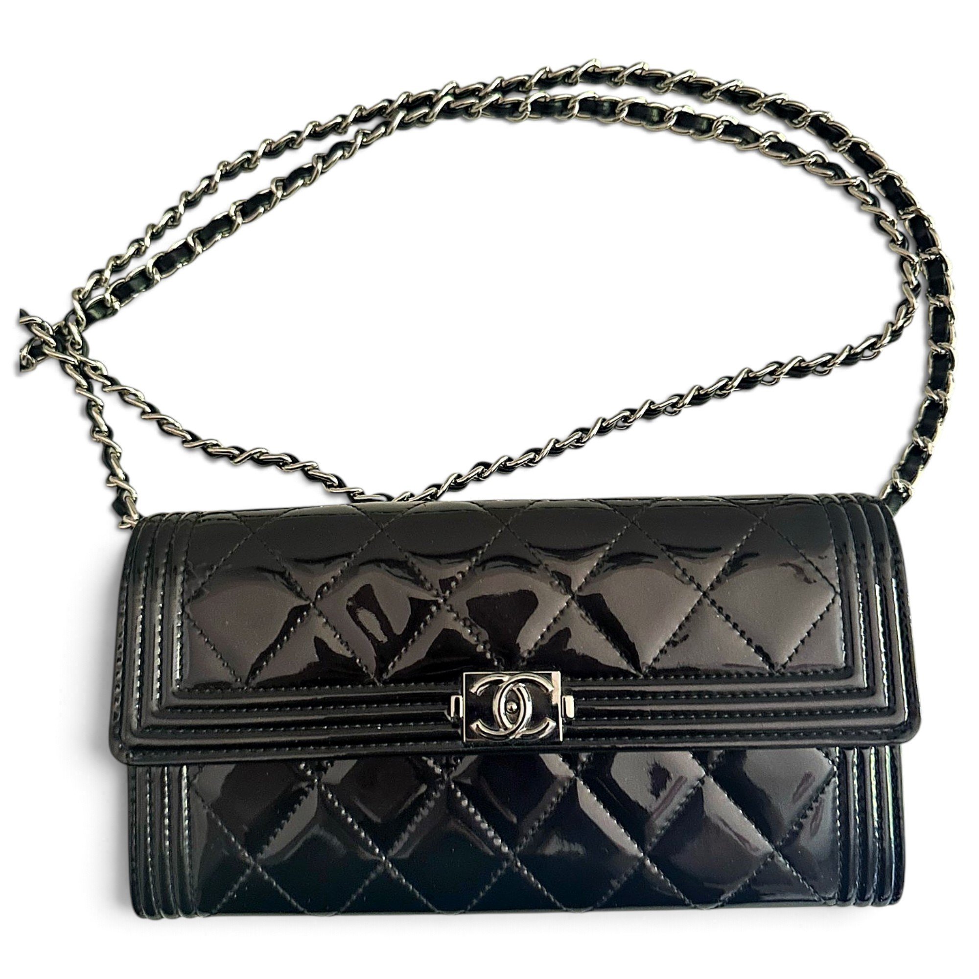 Wallet On Chain Boy patent leather crossbody bag
