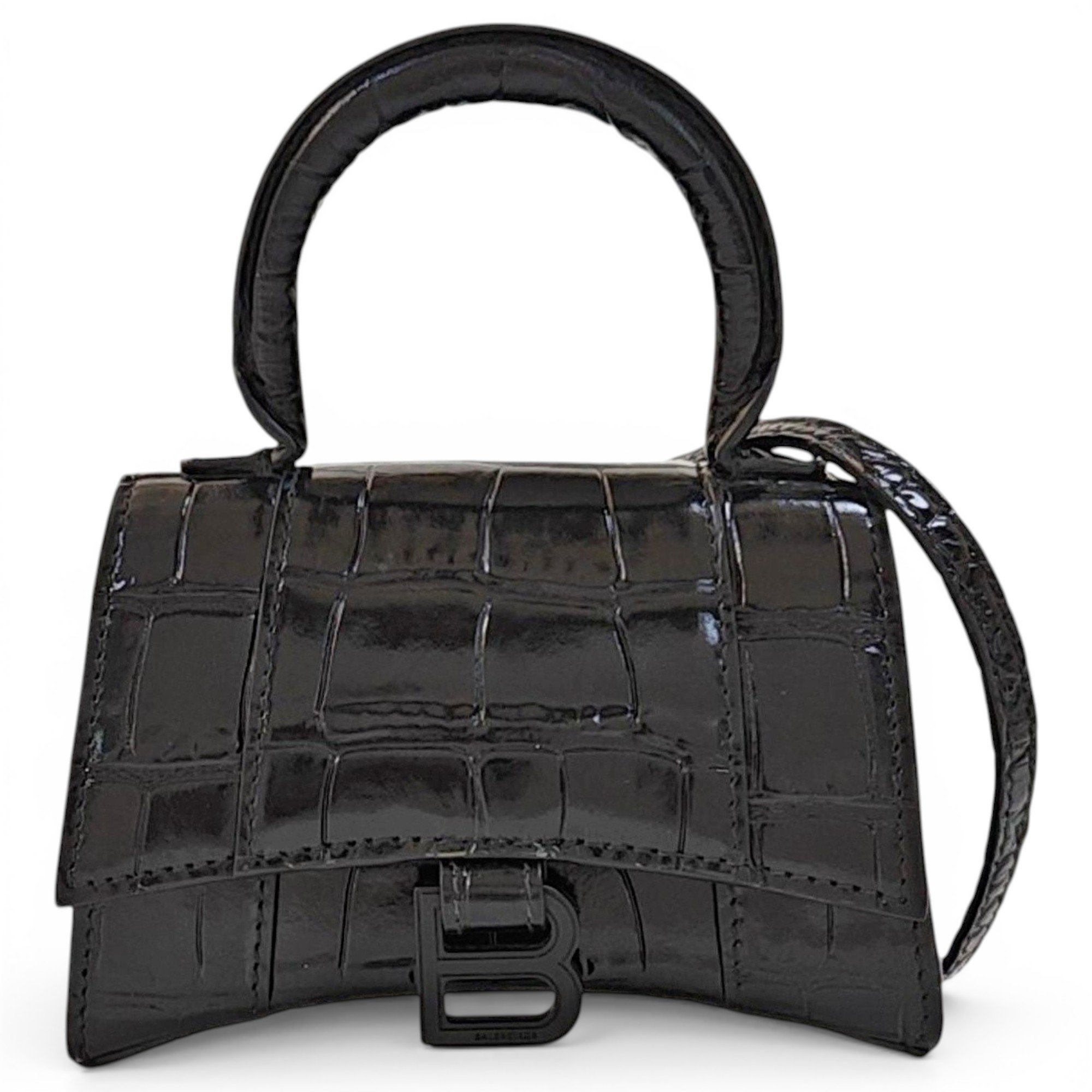 Hourglass leather handbag