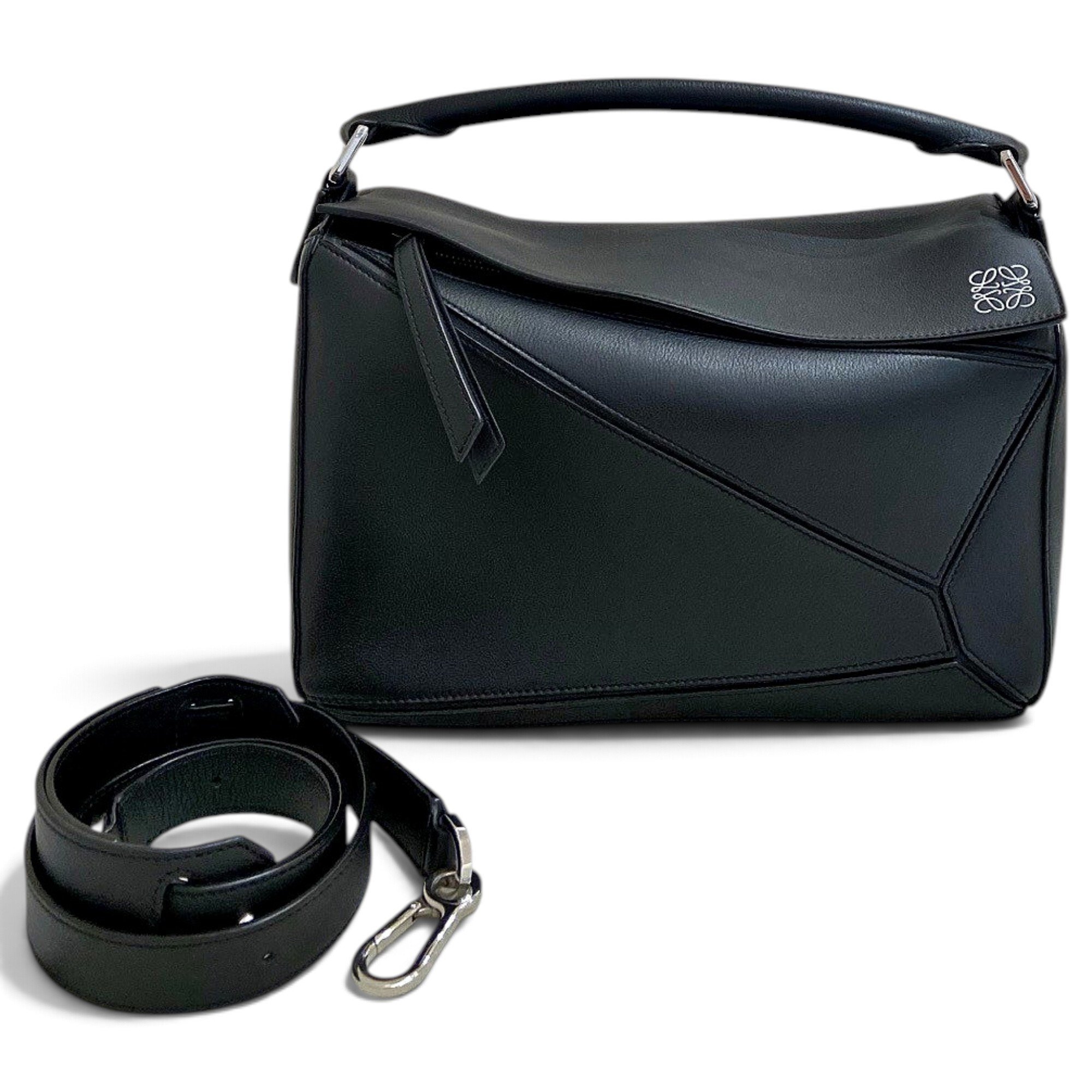 Puzzle leather handbag