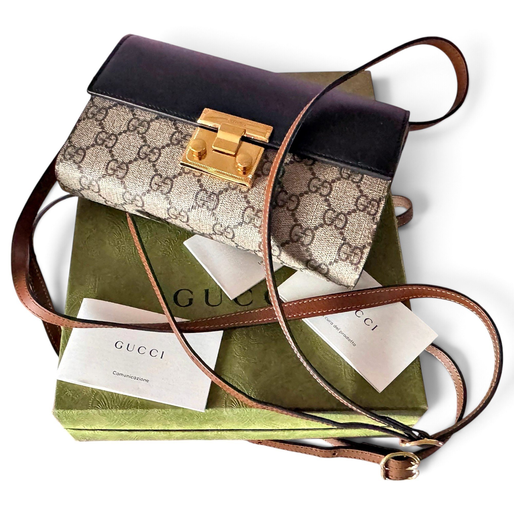 Padlock leather handbag