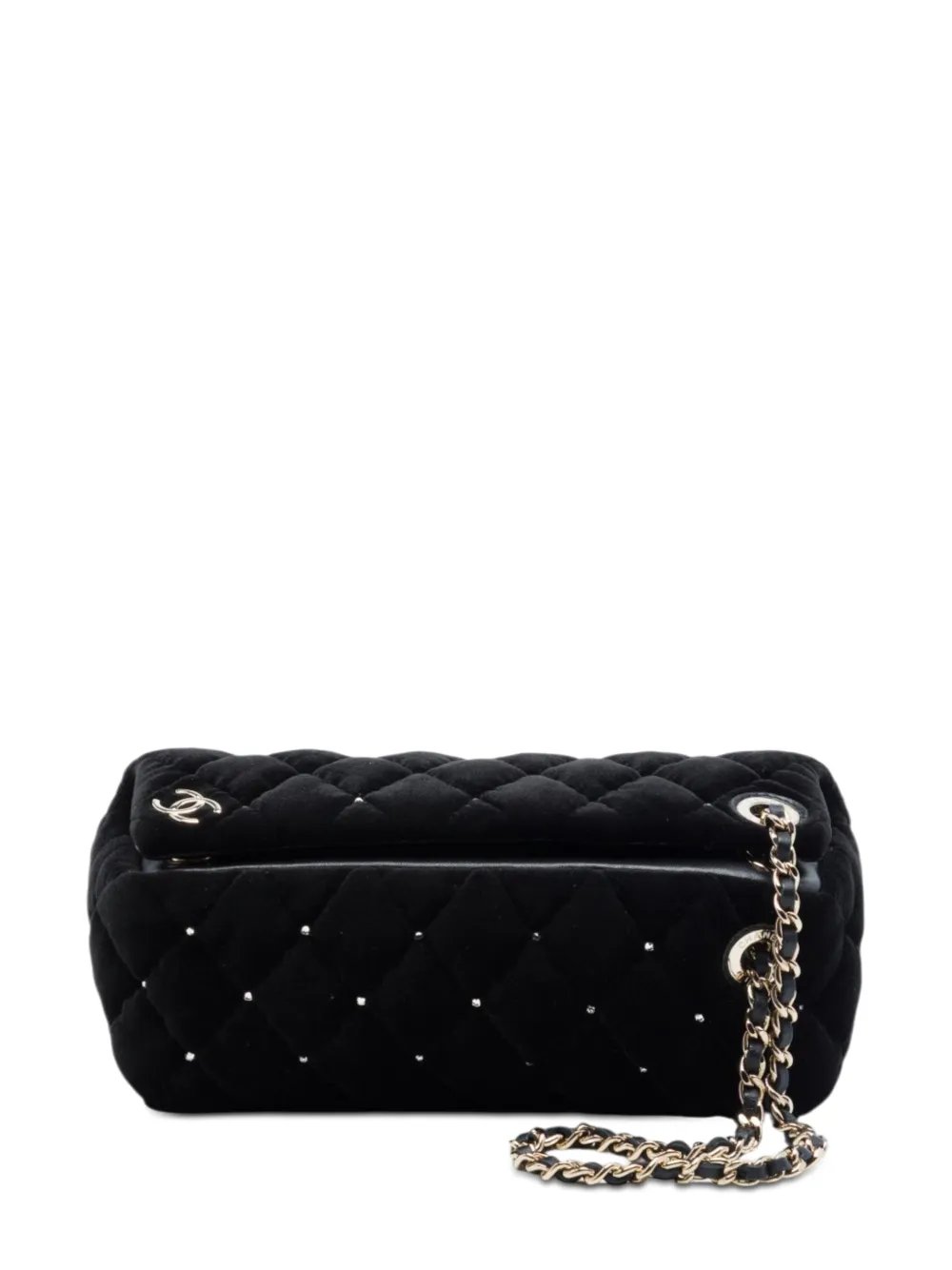 2021-2026 CC Quilted Velvet Crystal Wristlet clutch bag