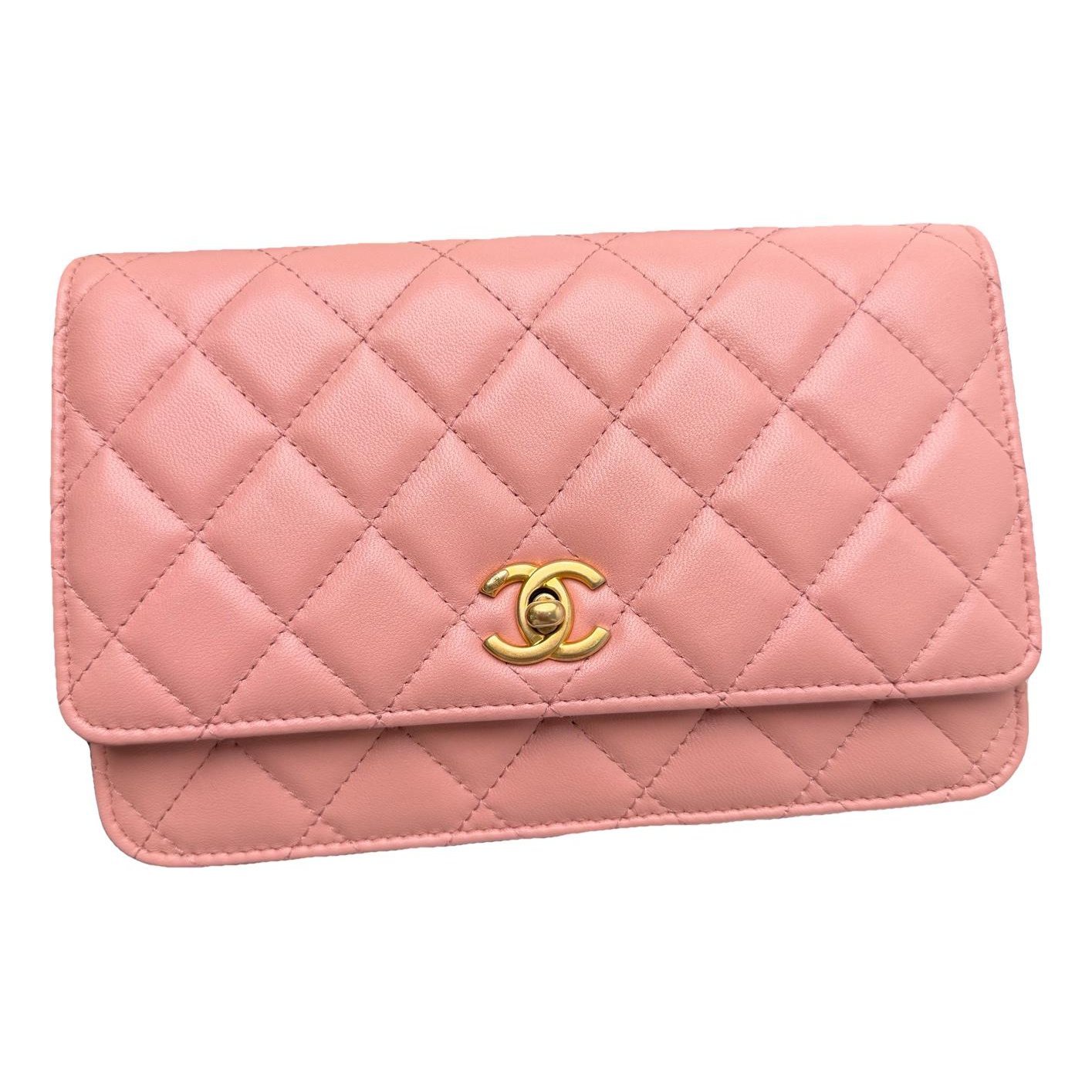 Trendy CC Wallet on Chain leather handbag