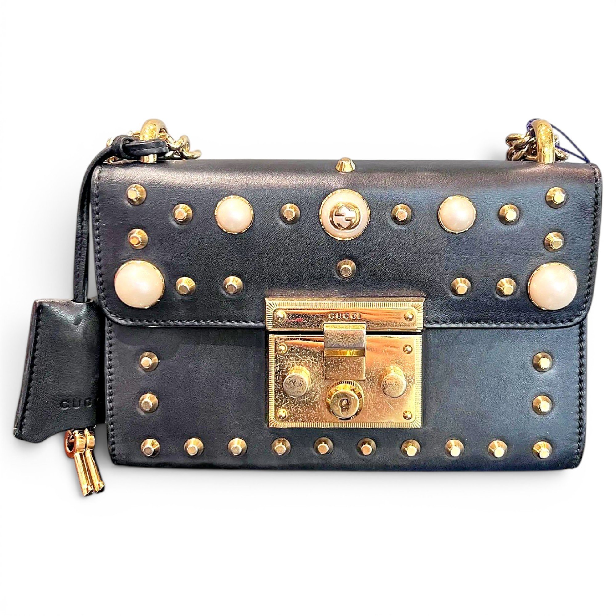 Padlock leather crossbody bag