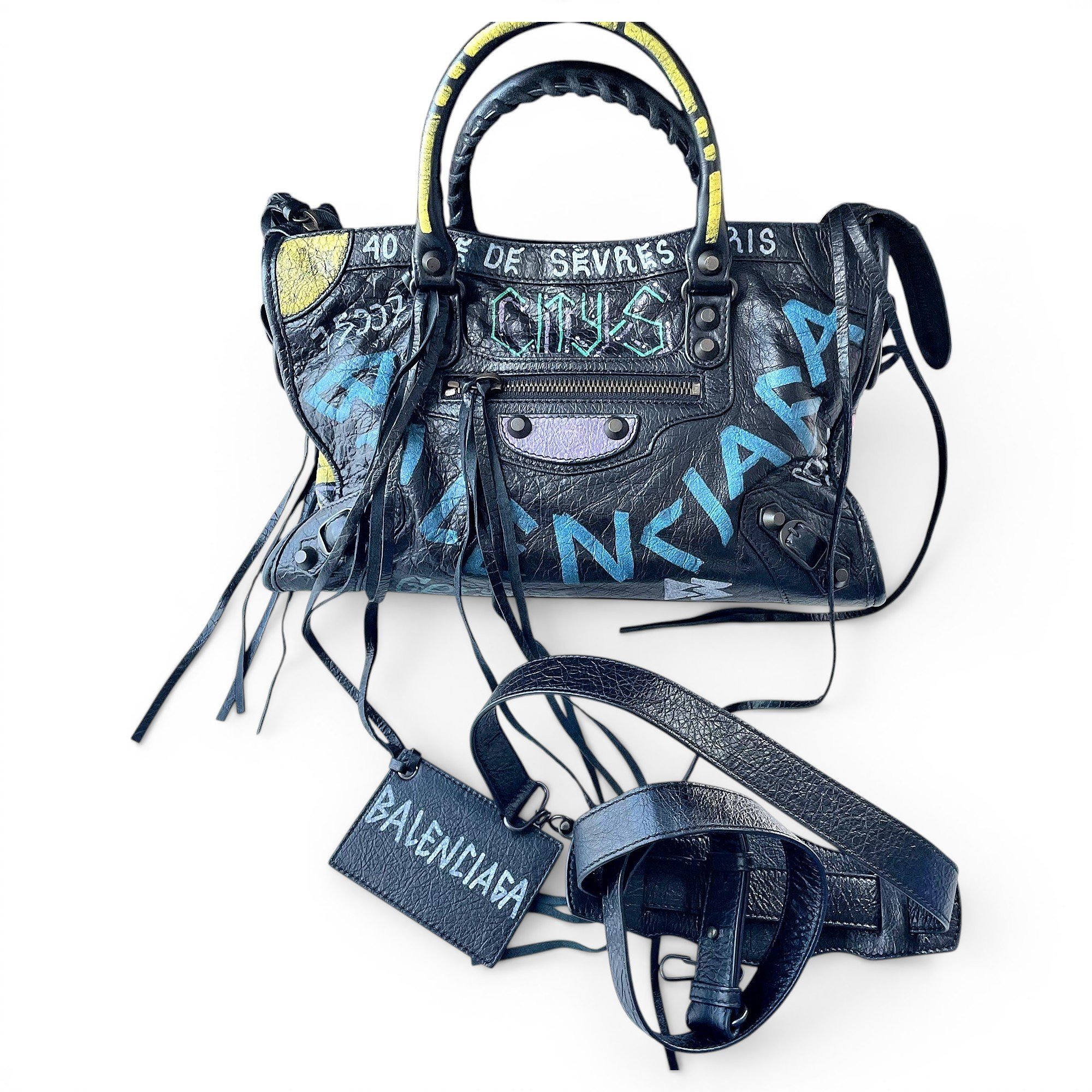 City leather handbag