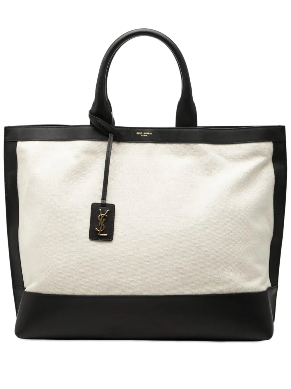 2020 Bicolor Canvas and Leather Cabas tote bag