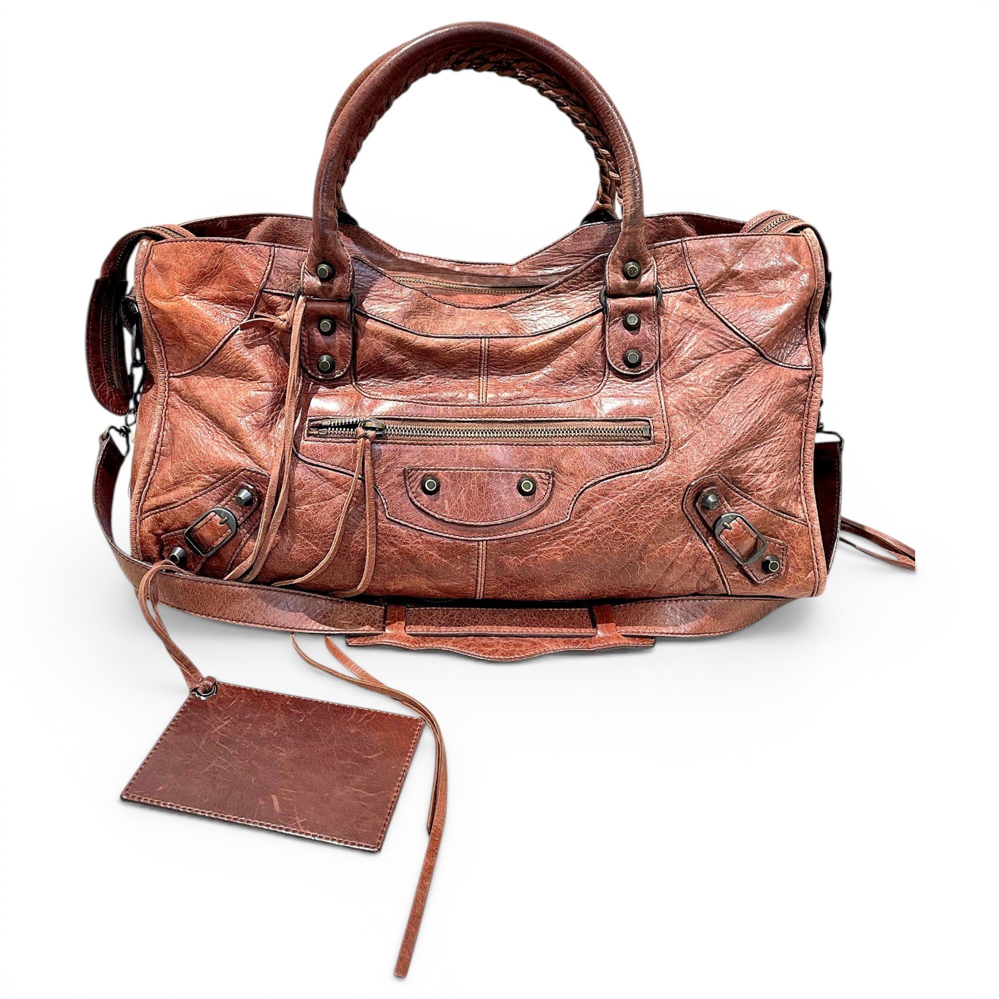 City leather handbag