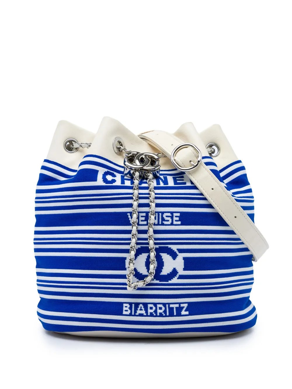 2019 Venise Biarritz Mixed Fibers and Lambskin Drawstring bucket bag