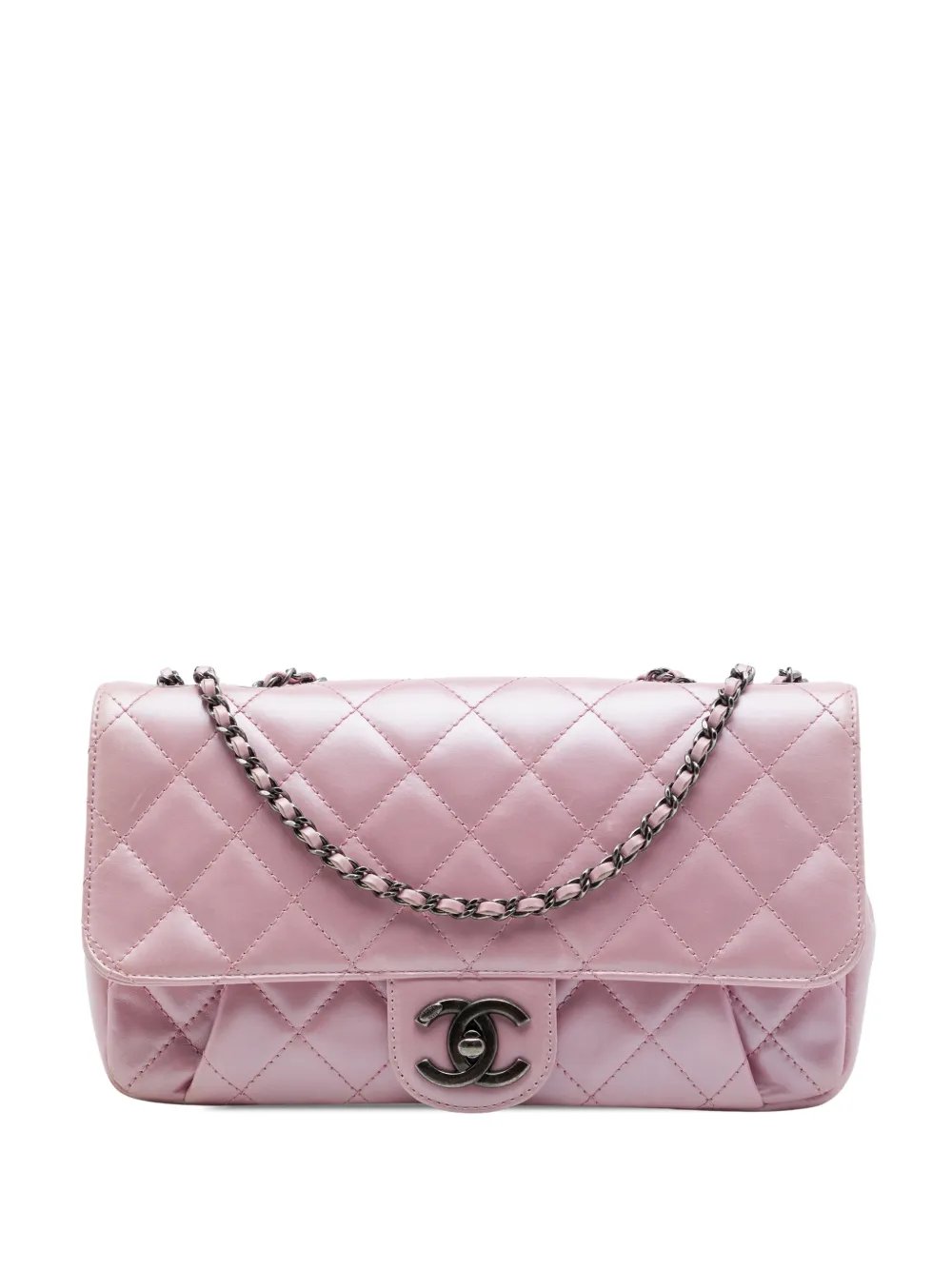 2016-2017 Medium Quilted Metallic Calfskin Coco Pleats Chain Flap crossbody bag