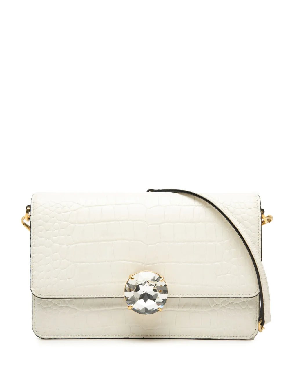 2010-2026 Croc Embossed Leather Crystal Solitaire crossbody bag