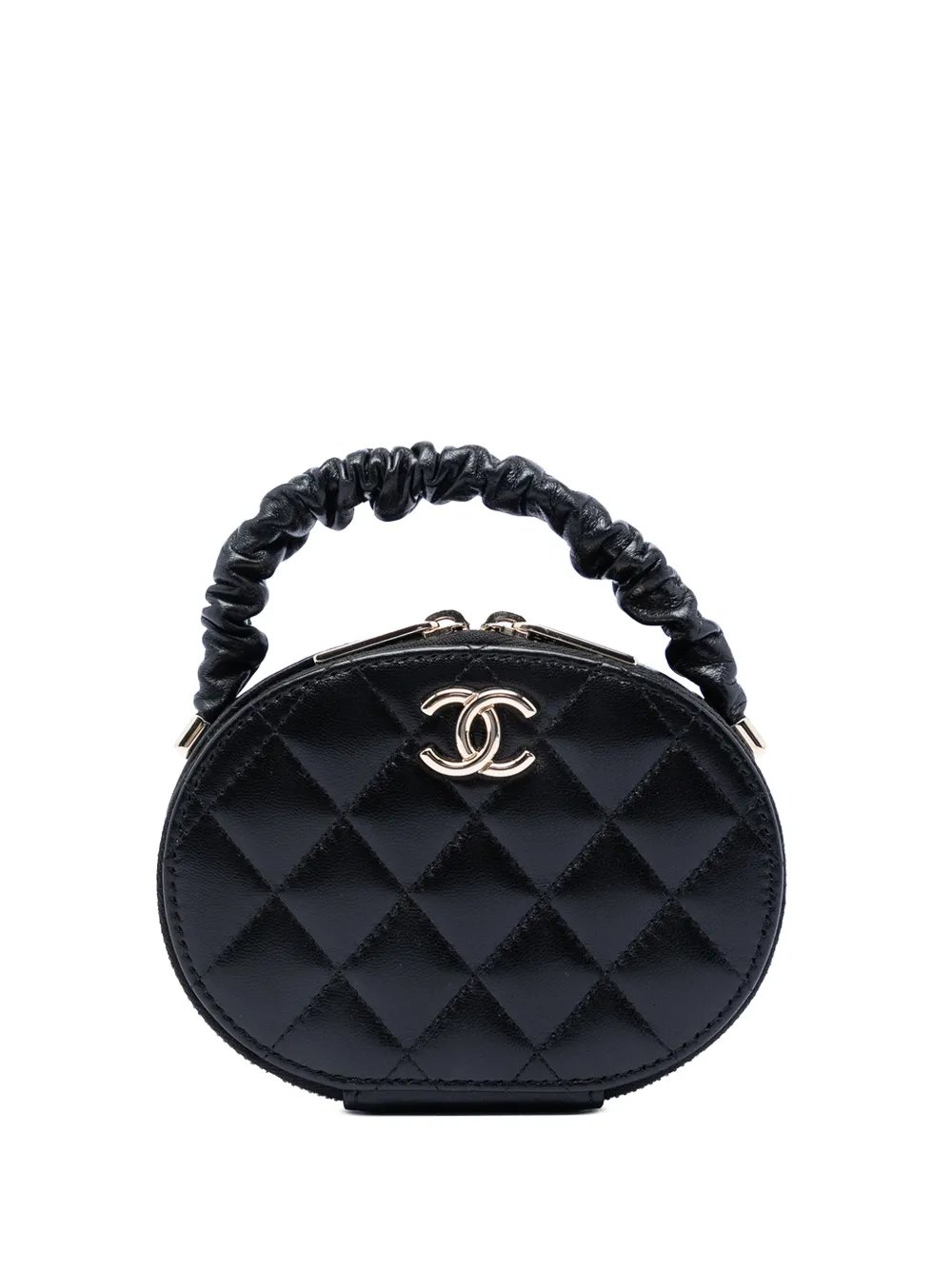2021 CC Quilted Lambskin Oval Top Handle Clutch handbag
