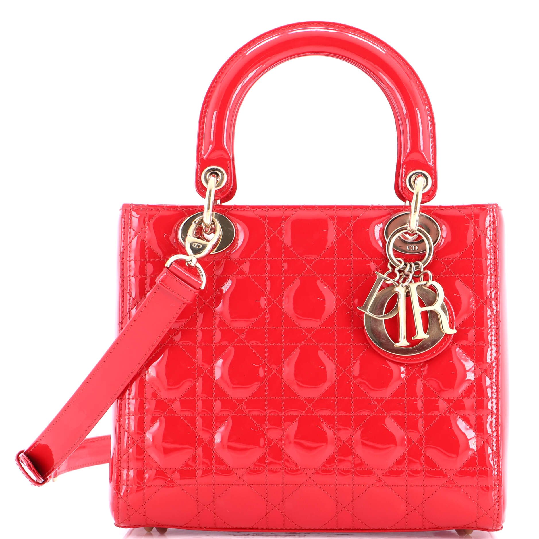 Dior Lady Dior Bag Cannage Quilt Patent Medium