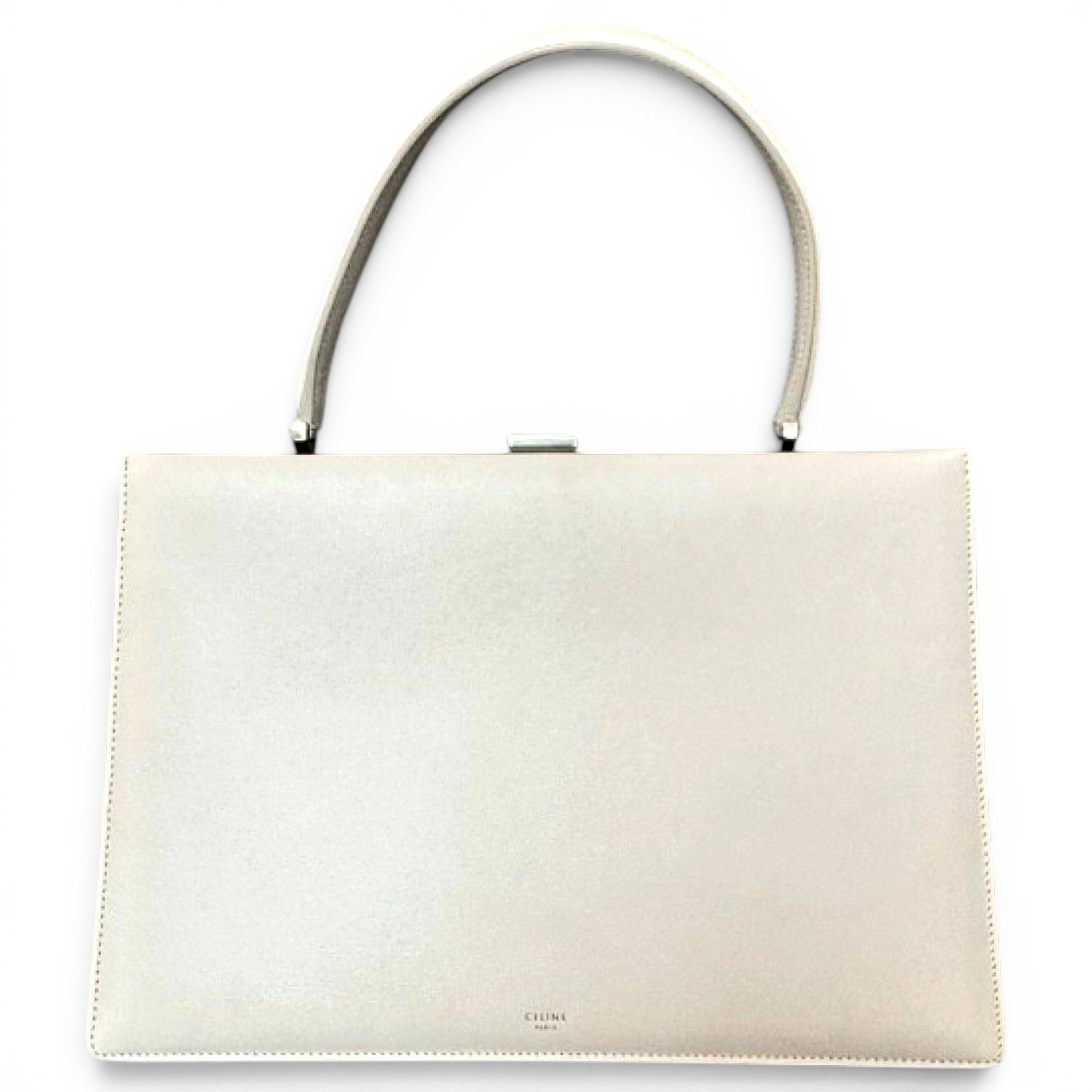 Clasp leather handbag