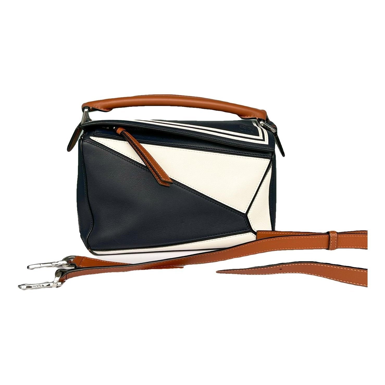 Puzzle leather handbag