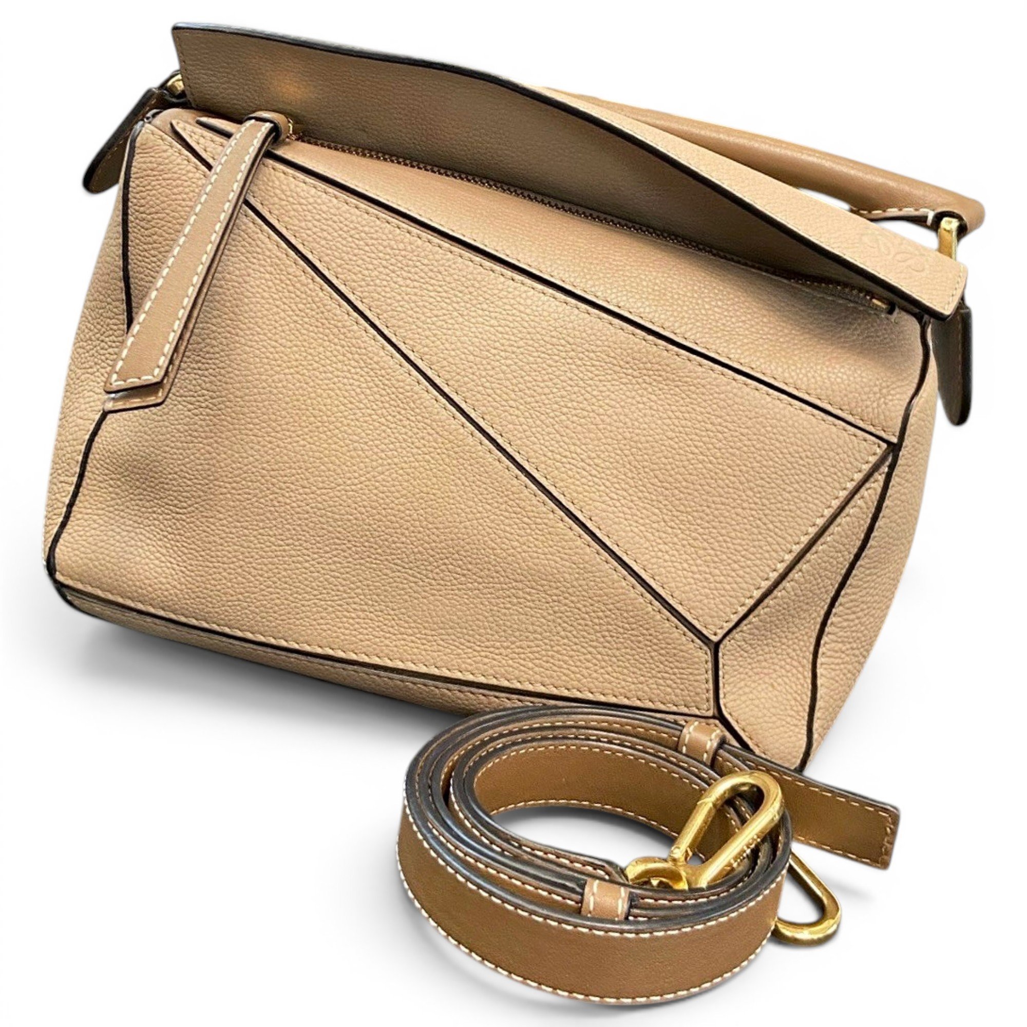 Puzzle leather handbag
