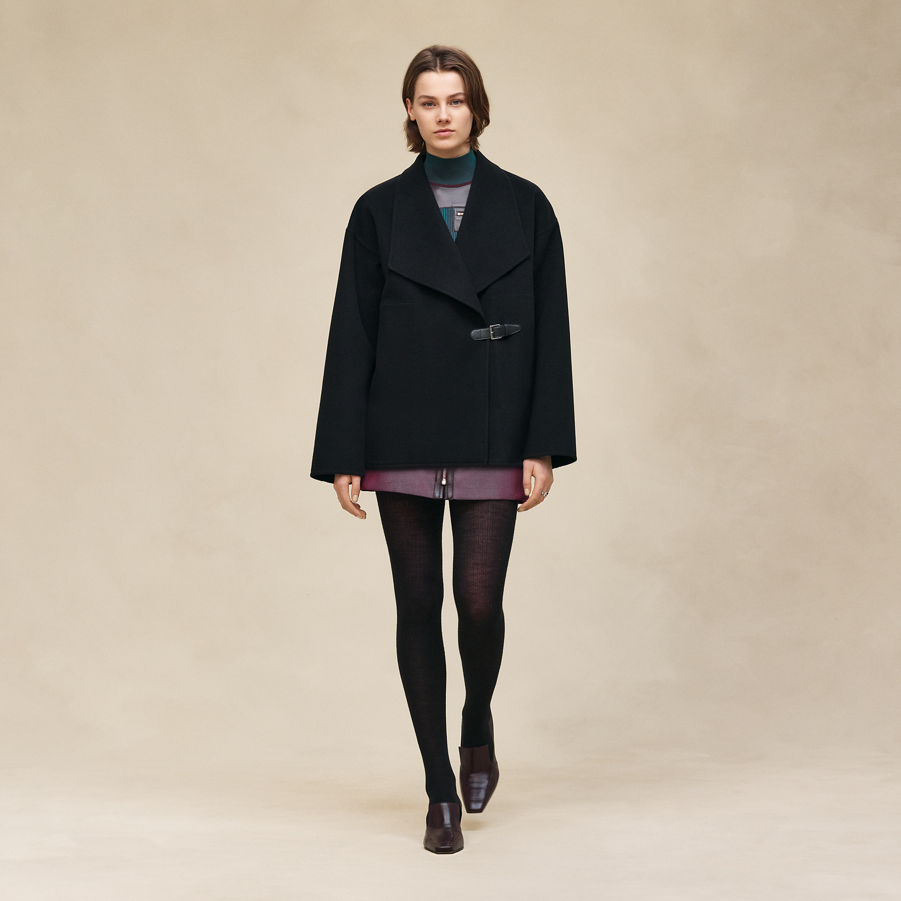 Cashmere coat with shawl collar