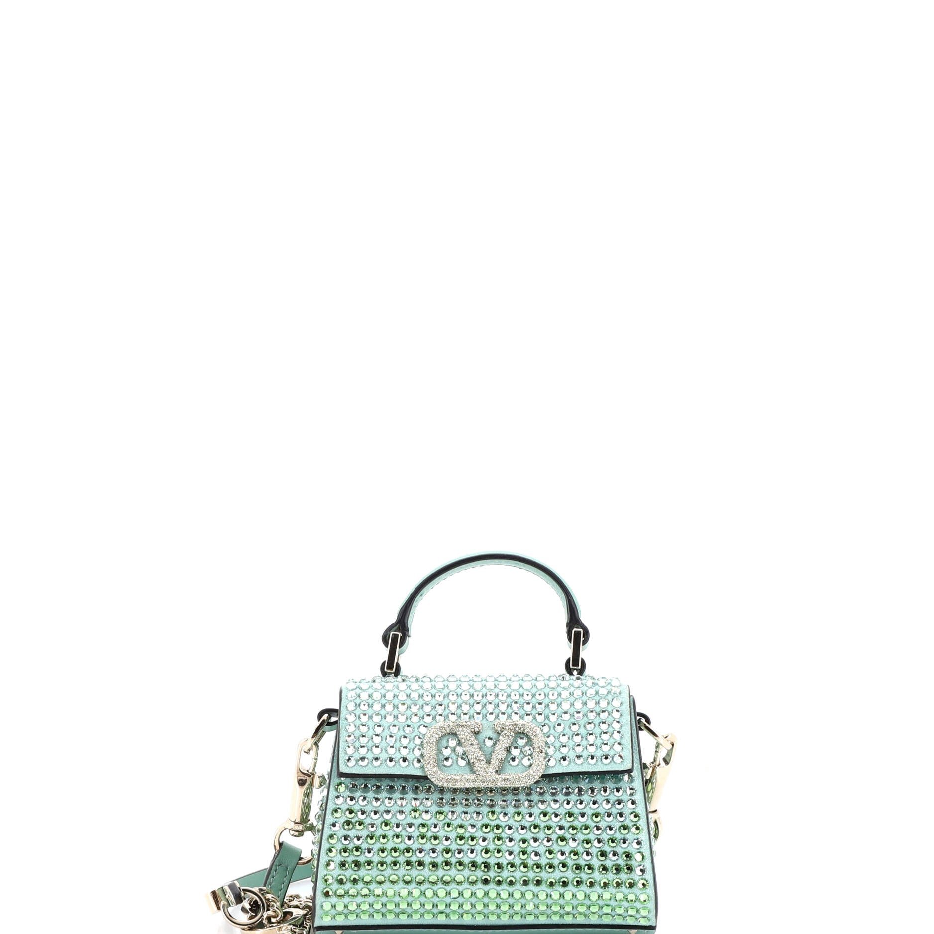 Valentino Garavani VSling Top Handle Bag Crystal Embellished Leather Micro