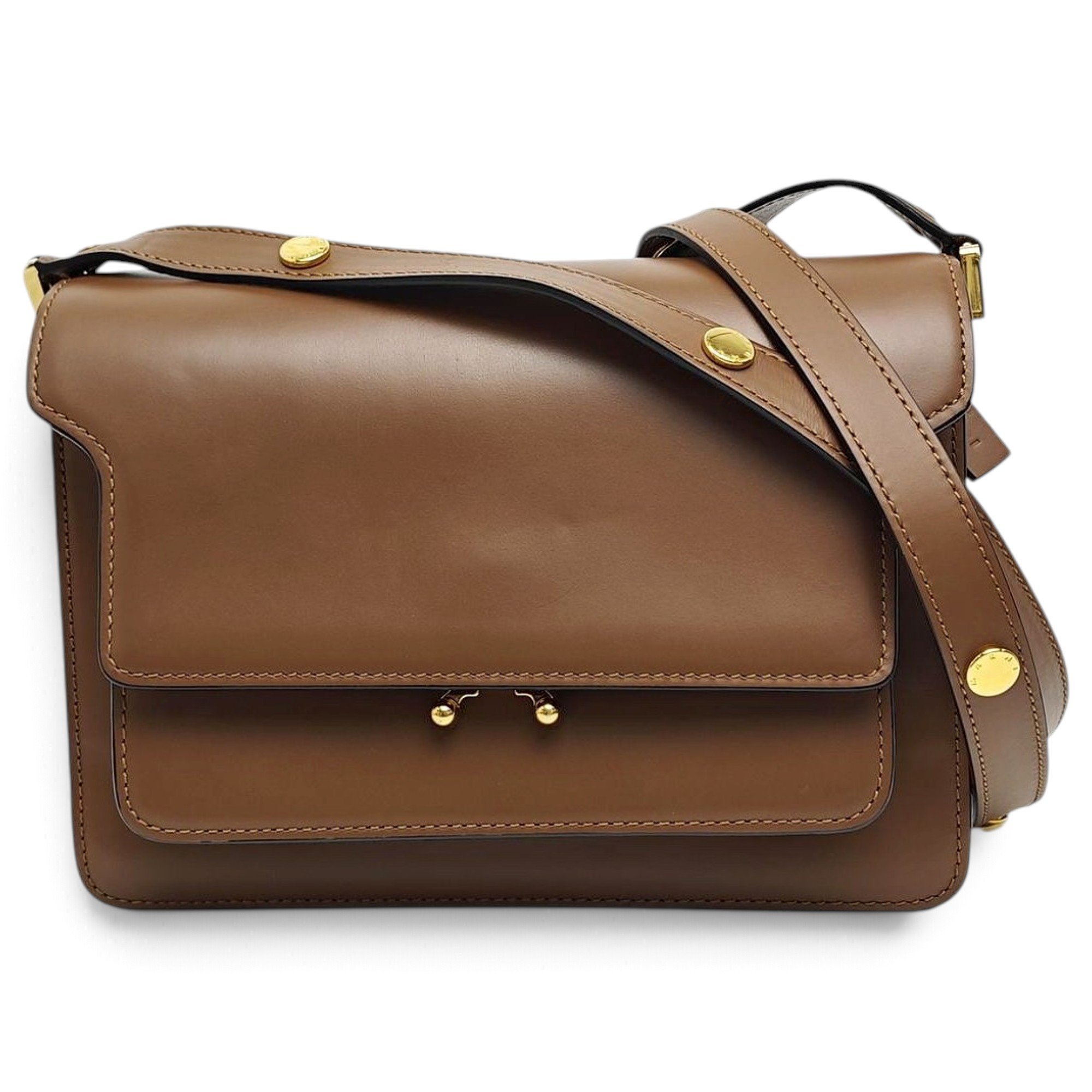Trunk leather crossbody bag