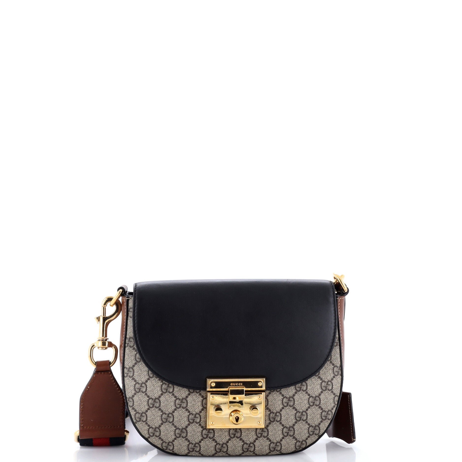 Padlock Saddle Shoulder Bag GG Coated Canvas and Leather Medium