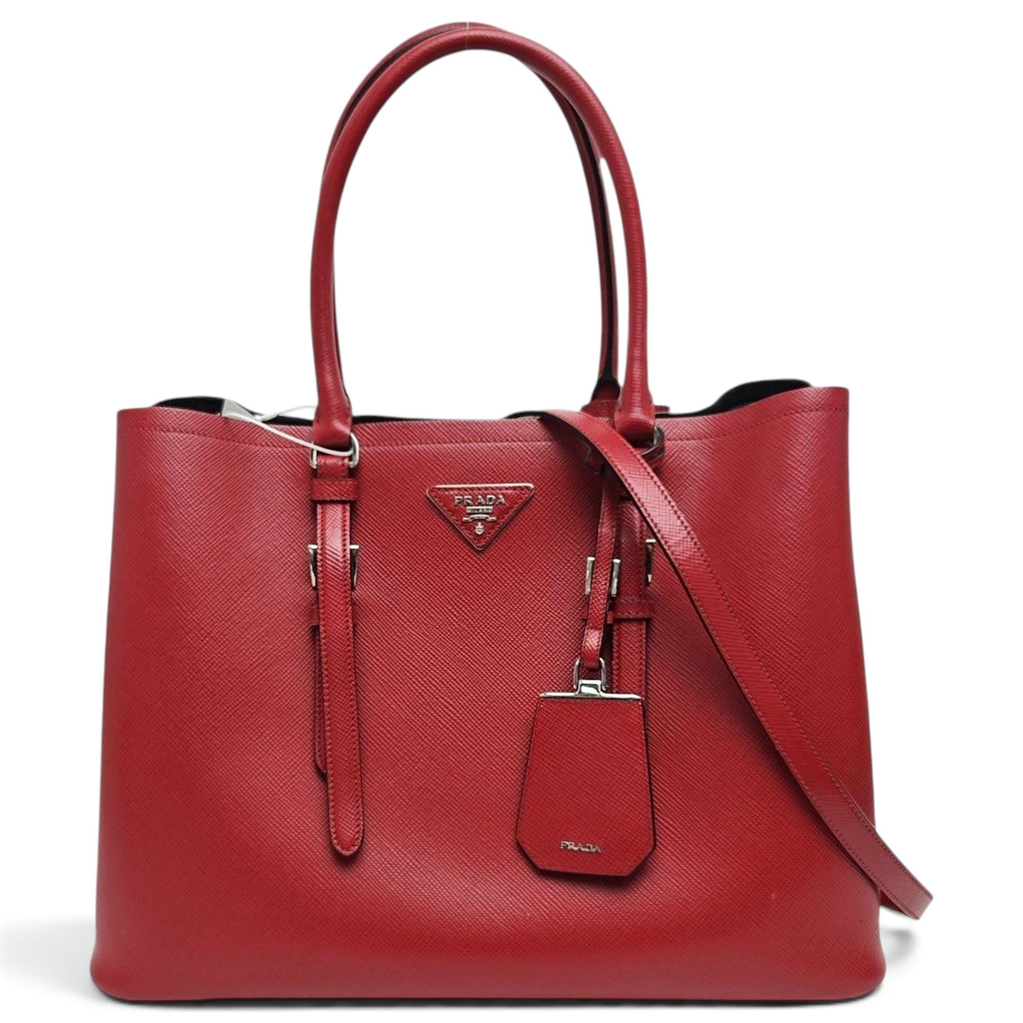 Double leather handbag