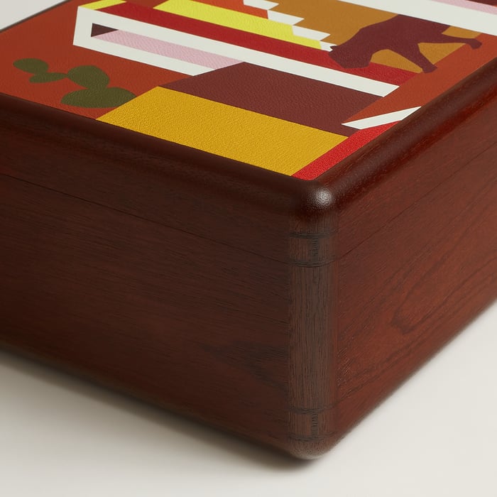 Cuivre Casaque Felin Dans Un Jardin Mexicain Watch and Cufflink Box