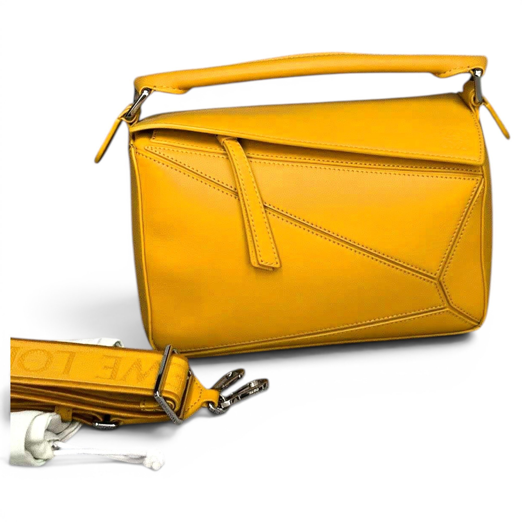 Puzzle leather handbag